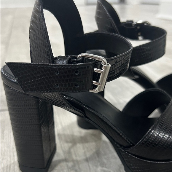 NWOT- The Kooples Black Lizard Effect Embossed Leather Heels - Picture 3 of 7